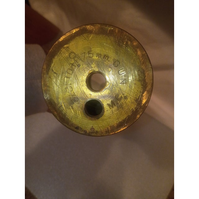 Brass Antique Wwi 1917 French 75mm Brass Trench Art Shell - Hand-Hammered Dragon Relief For Sale - Image 8 of 8