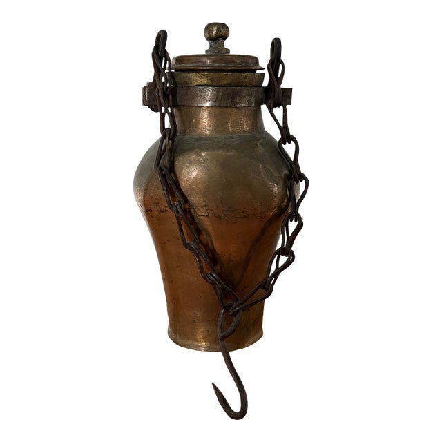 Antique Hanging Copper Water or Oil Vessel For Sale
