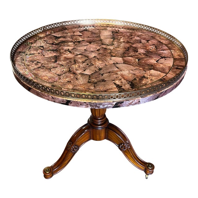 Late 20th Century Maitland-Smith Round Mother-of-Pearl Table For Sale