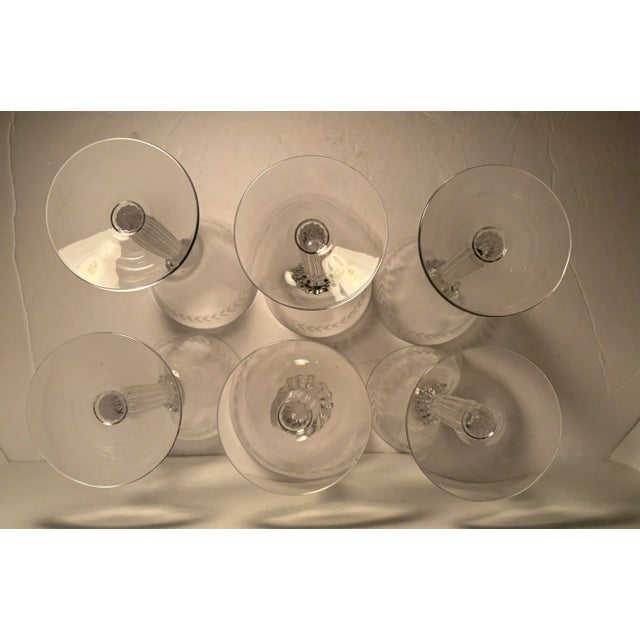 Mid 20th Century Vintage Laurel by Fostoria 7.5” Crystal Water Goblets Set of 6 For Sale - Image 5 of 7