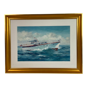 Gouache Paint of a Yacht by Meredith A. Scott