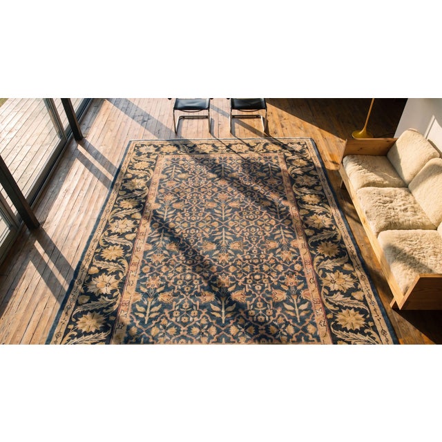 Navy Blue Antique Indian Agra Rug For Sale - Image 8 of 8