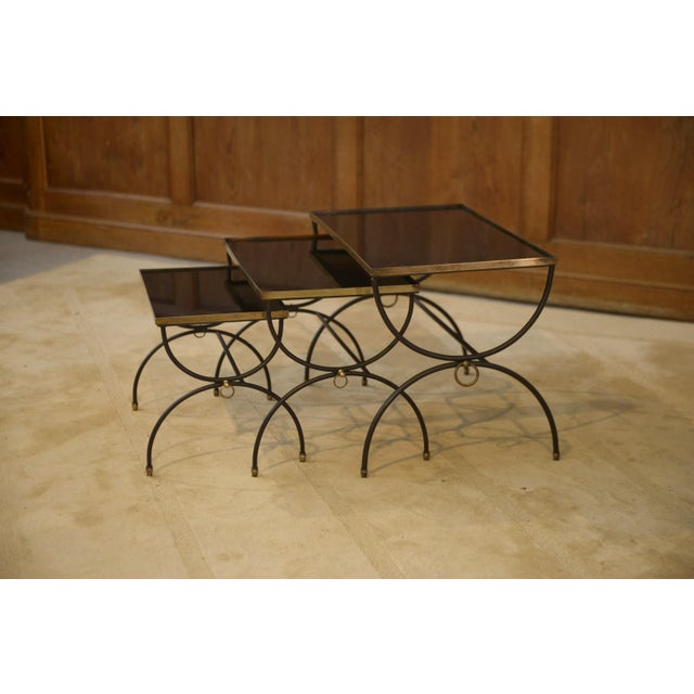 Metal Vintage Nesting Tables by Jean Royère, 1940s, Set of 3 For Sale - Image 7 of 12