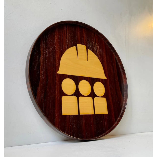 Mid-Century Modern Scandinavian Abstract Mahogany Tray from Intarsia Ringe, 1970s For Sale - Image 3 of 9