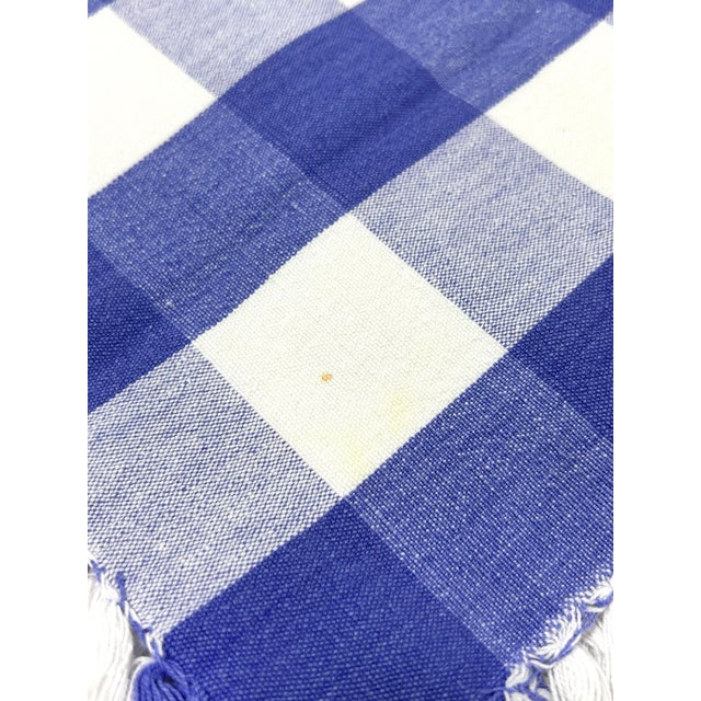 Vintage Blue & White Gingham Cotton Napkins With Fringe, Set of 6 For Sale In Louisville - Image 6 of 8