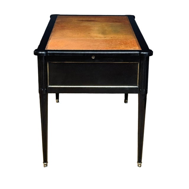Louis XVI Ebonized Writing Table or Desk With Embossed Leather Top From France For Sale - Image 14 of 15