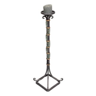 Wrought Iron Candleholder with Beads, Denmark, 1970s For Sale