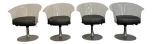 Mid Century Modern Bassick Flo-Tork Lucite Swivel and Reclining Chairs with Tulip Base - Set of 4