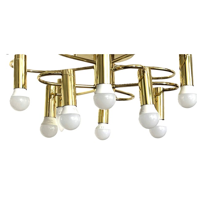 Mid-Century Modern Space Age 10-Light Brass Ceiling Lamp by Honsel Leuchten for Sölken Leuchten, Germany, 1970s For Sale - Image 12 of 18