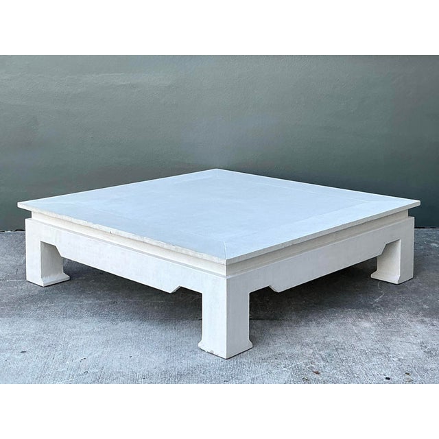 Vintage Monumental Grasscloth Wrapped Coffee Table For Sale - Image 10 of 12