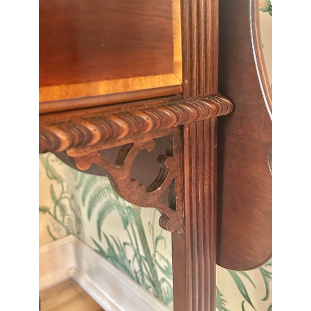 Late 20th Century Sherrill Furniture Mahogany Pembroke Drop-Leaf Side Table – Traditional Federal Style With Brass Hardware For Sale - Image 10 of 14