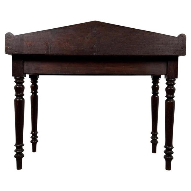 Wood 19th Century English Antique Oak Side Table with Gallery Back For Sale - Image 7 of 11