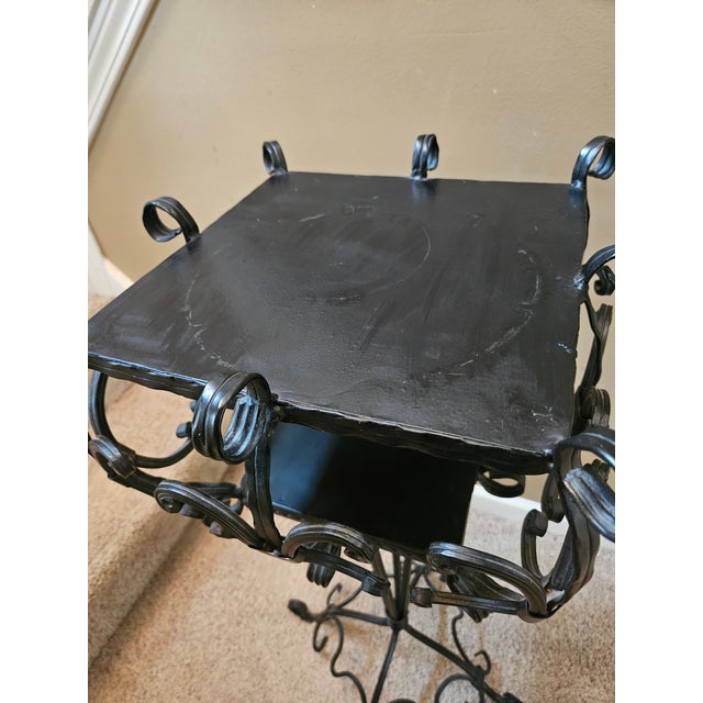 Vintage Mid-Century Ornamental T Iron Plant Stand For Sale - Image 4 of 9