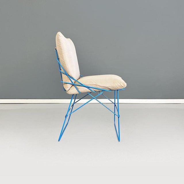 Set of Italian Modern Sof Chairs in Metal and Fabric by Enzo Mari for Driade, 1980s For Sale - Image 3 of 14
