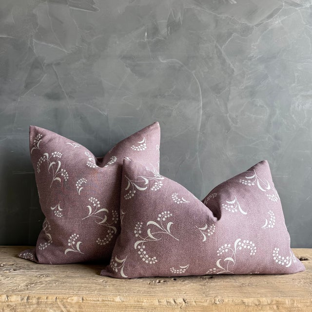 15" x 24" 100% linen Carolina Irving linen cushion in Mimosa Viola — a luminous, sun-kissed violet with golden undertones,...