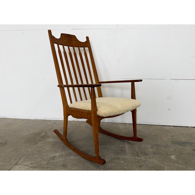 Oak Razorblade Rocking Chair by Henning Kjærnulf, 1960s For Sale - Image 10 of 10