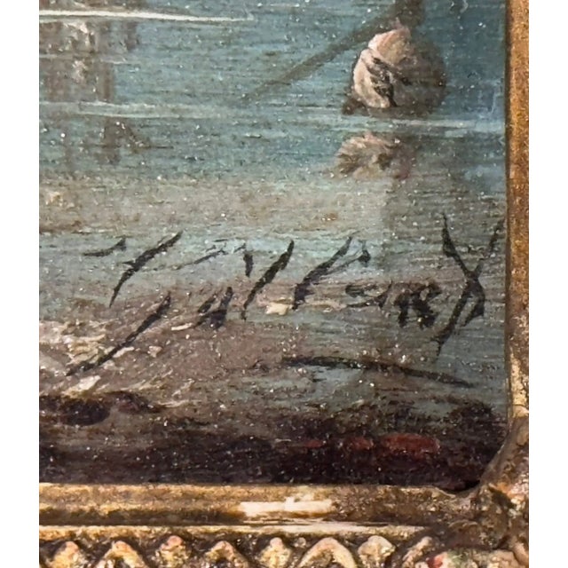 Pair of 19th Century French Marine Oil Paintings in Giltwood Frames, Dated 1878 For Sale In Dallas - Image 6 of 12