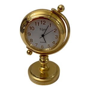 Vintage MCM "Elgin" Gold Tone Globe Mini Clock