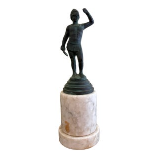 Grand Tour Style Classical Figure in Brass on Marble Base, Neoclassical Sculpture For Sale