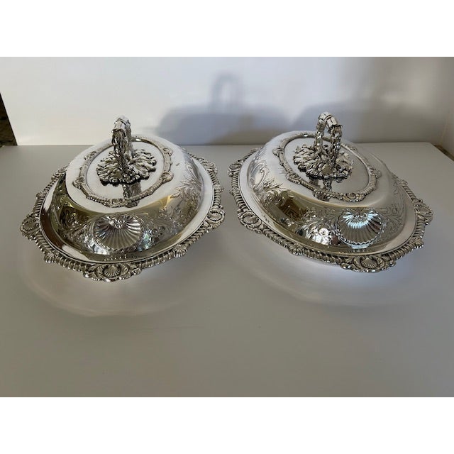 Antique English Silverplate Covered Entree Dishes - A Pair For Sale - Image 14 of 17