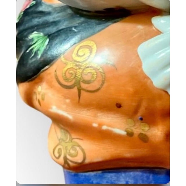 Vintage Chinese Porcelain Figural Pillow, Hand-Painted Boy, 1978 For Sale - Image 12 of 16