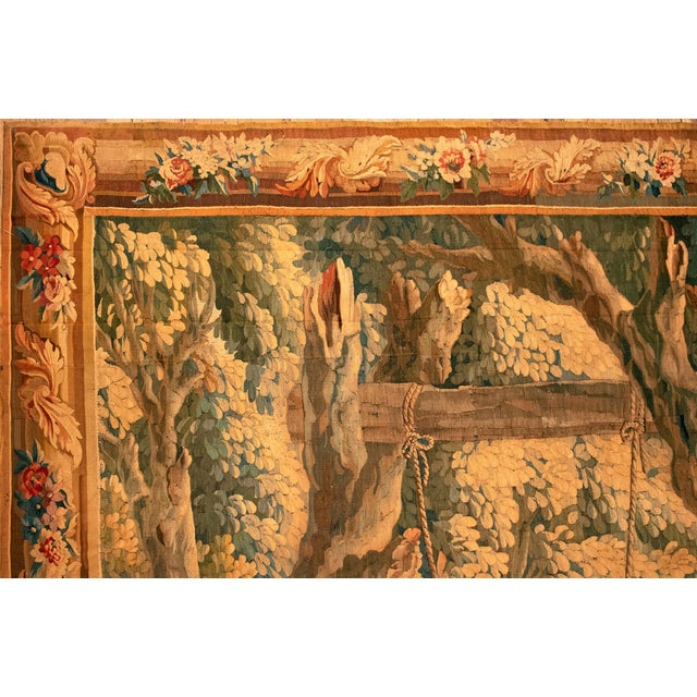 The end of the 17th Century French Rustic & Romantic Tapestry For Sale - Image 12 of 12