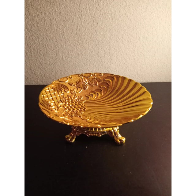 Metal 1970s Gold Plated Brass Pedestal Bowl For Sale - Image 7 of 7
