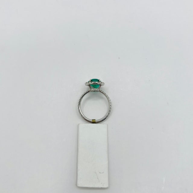 Gia Brazilian Paraiba Tourmaline Oval and Diamond Ring in Platinum, Size 6.5 For Sale - Image 4 of 7