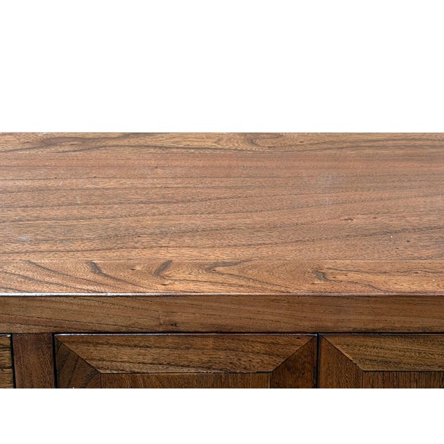 47" Brown Wood Grain Pattern Drawers Console Side Altar Table For Sale - Image 14 of 14