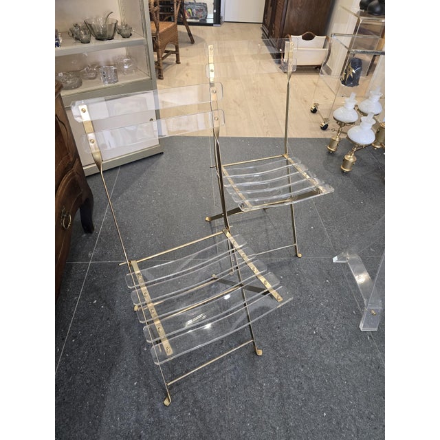 Gold Les Invisibles de Marais Table and Chairs from Marais International, 1978, Set of 3 For Sale - Image 8 of 18