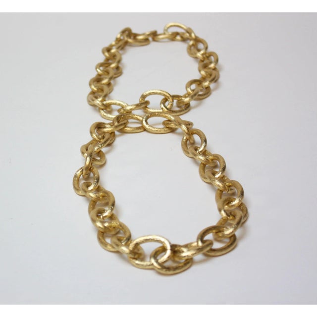 Art Nouveau Vintage Gilt Metal Decorative Chains - a Pair For Sale - Image 3 of 7
