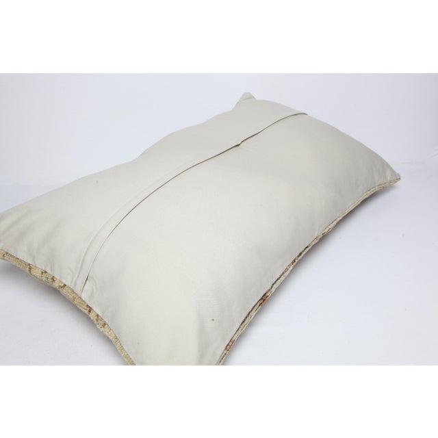 Authentic Vintage Soft Coler Tones Turkish Over Size Rug Pillow -16'' X 30'' For Sale - Image 9 of 11