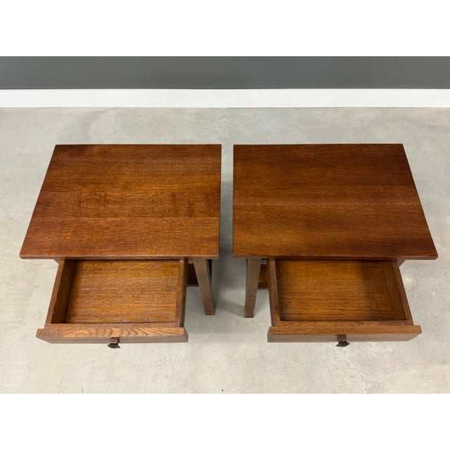 1990s 1990s Stickley Style Oak Nightstands - A Pair For Sale - Image 5 of 9