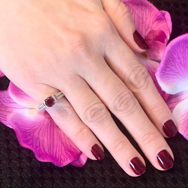 Diamond Tourmaline Rubellite Ring 4.5 14k Gold 1.38 TCW Women Certified For Sale - Image 10 of 12