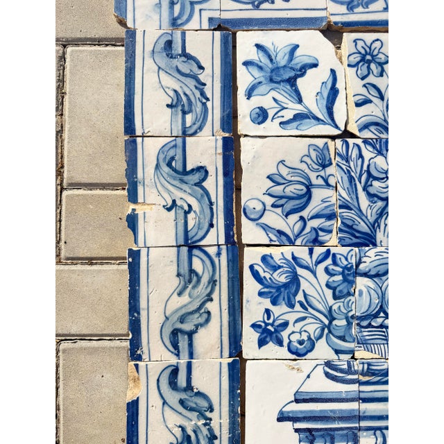 Blue Antique 18th Century Portuguese Blue & White Abundance Basket Tile Panel For Sale - Image 8 of 16