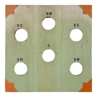 Vintage Wood Green/Orange Game Board For Sale