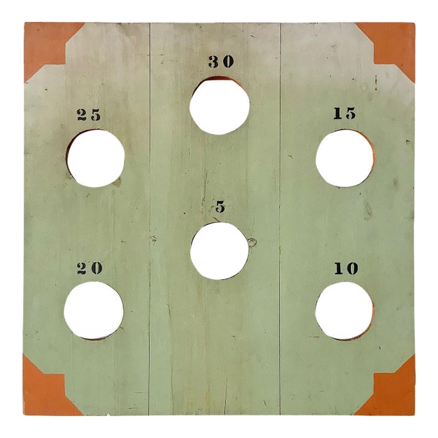 Vintage Wood Green/Orange Game Board For Sale