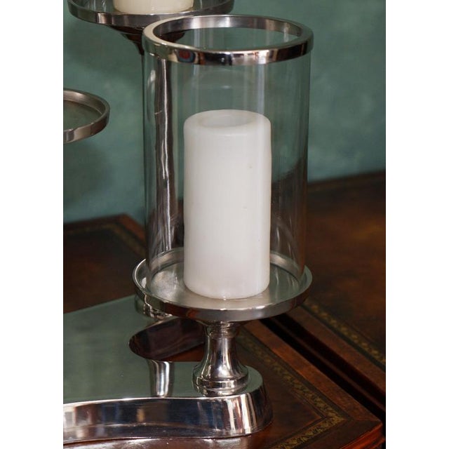 Nickel and Glass 5-Light Hurricane Candleholder Centrepiece from Colmore For Sale - Image 4 of 18