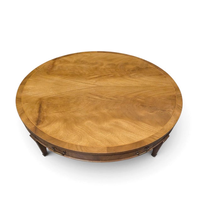 Wood Circa 1957 Heritage Round Mahogany Coffee Table With Drawer For Sale - Image 7 of 18