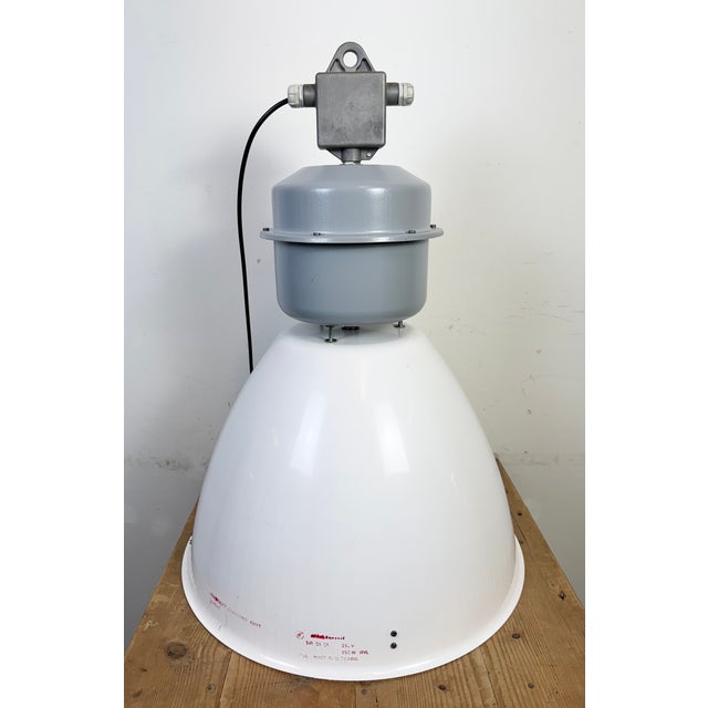Large Industrial White Enamel Factory Lamp from Elektrosvit, 1990s For Sale - Image 13 of 17