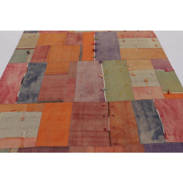 Vintage Turkish Patchwork Rug in Polychromatic Geometric Design - Rug & Kilim For Sale In New York - Image 6 of 9