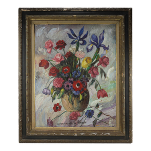 Vintage Framed Floral Still Life Oil Painting by Nandor Vagh-Weinmann