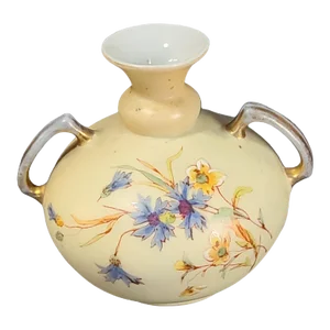 Antique Hand Painted Floral Two Handle Small Vase Rudolstadt Rw, Made in Germany