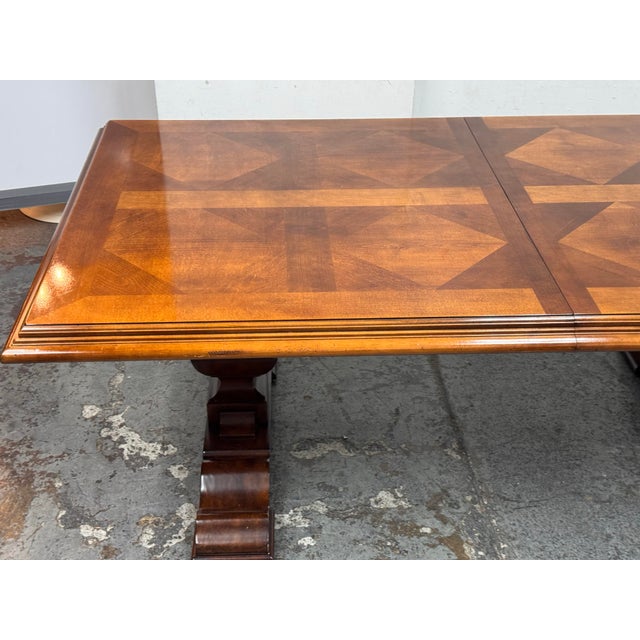 Wood Stanley Furniture Trestle Extension Dining Table For Sale - Image 7 of 12