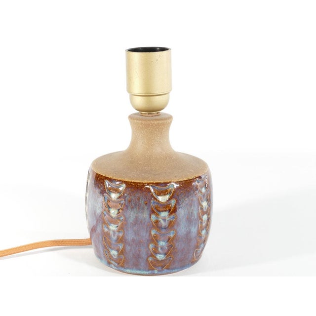 Blue Scandinavian Modern Blue Glazed Stoneware Table Lamp from Søholm Stoneware, 1960s For Sale - Image 8 of 15