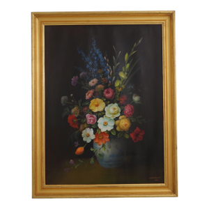 Hollenbeck Signed Floral Still Life Oil Painting on Canvas