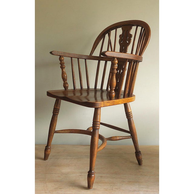 Mid-Century Modern Lyre Back Windsor Elbow Armchair in Oak, 1960s For Sale - Image 13 of 13