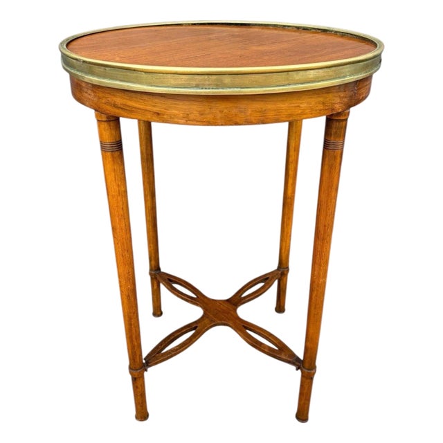 French Louis XVI Style Gueridon Table with Brass Gallery, 1930s For Sale