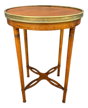 French Louis XVI Style Gueridon Table with Brass Gallery, 1930s