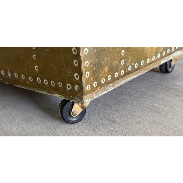 Brass Vintage Attributed to Sarried Spanish Brass Clad Campaign Chest 2 Drawer. For Sale - Image 8 of 8